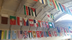The flags in The Students First building